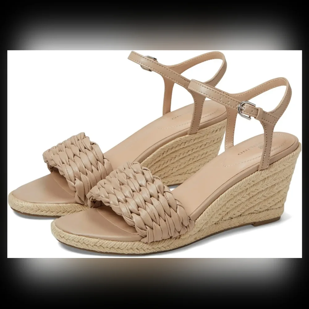 NWB Bandolino Womens Jingle 3‎ Faux Leather Ankle Strap Wedge Sandals Size 11